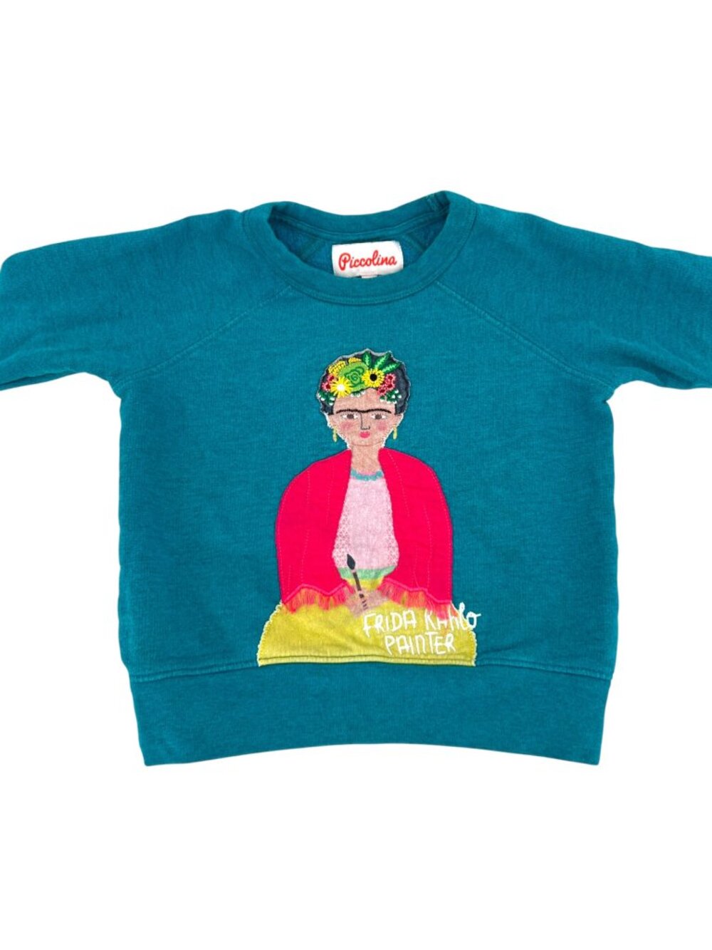 Piccolina Frida Kahlo Painter Toddler Feminist Art Sweatshirt Teal Size 3